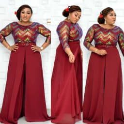 African Women's Customized Color Beads Chiffon Elegant Fashion Jumpsuit + Belt