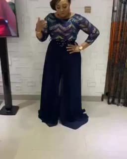 African Women's Customized Color Beads Chiffon Elegant Fashion Jumpsuit + Belt