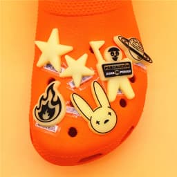 Original 1pcs Luminous Bunny PVC Shoe Charms Decorations Funny Glowing Planet Stars Flame Designer Buckle Friends Gifts