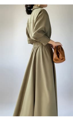 LMQ NEW French Design Temperament Lapel Neck Luxury High-End Dress Women Elegant fashion Commuter Long Skirt OL Vestidos Robe