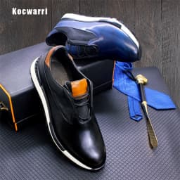 Genuine Handmade Men's Leather Shoes Comfortable Smooth Casual Sneakers Men's Office Dating Street Walking Men's Shoes