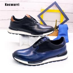 Genuine Handmade Men's Leather Shoes Comfortable Smooth Casual Sneakers Men's Office Dating Street Walking Men's Shoes