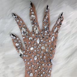 Sparkly Crystal Long Gloves Stretch Rhinstones Gloves Dancer Singer Nightclub Stage Wear