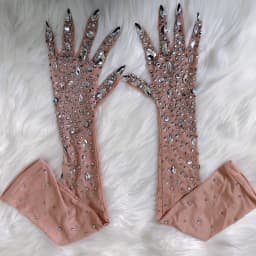 Sparkly Crystal Long Gloves Stretch Rhinstones Gloves Dancer Singer Nightclub Stage Wear