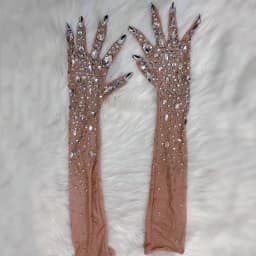 Sparkly Crystal Long Gloves Stretch Rhinstones Gloves Dancer Singer Nightclub Stage Wear