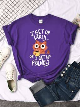 I Get Up Are Lazy Cute Cat Women T-shirts Leisure Tops Breathable T Shirts Retro Breathable Streetwear Summer Female Tee Shirts