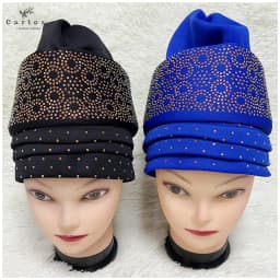 1 Dozen High Quality Newest Elegant Turban Hats Women Cap Beaded For India Scarfs Head Wrap Headband Girl Hair Accessories Lady