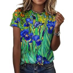 Vincent Van Gogh T-Shirts Irises Flower Print Street Fashion Oversized T Shirt Short Sleeves Trendy Tee Shirt Summer Clothes