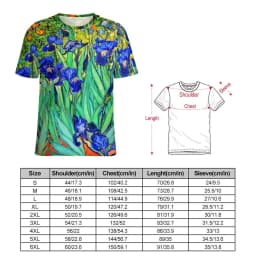 Vincent Van Gogh T-Shirts Irises Flower Print Street Fashion Oversized T Shirt Short Sleeves Trendy Tee Shirt Summer Clothes
