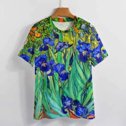 Vincent Van Gogh T-Shirts Irises Flower Print Street Fashion Oversized T Shirt Short Sleeves Trendy Tee Shirt Summer Clothes