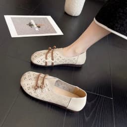 2024 Newly Square Toe Women's Flats Designer Cutout Shoes Ladies Wide Fit Soft Leather Moccasins Female Driving Sneakers