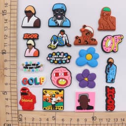 New Arrival 1-18PCS Hip Hop Man Singer PVC Flowers Shoe Decoration Adult Garden Sandals Charms for Backpack Clogs