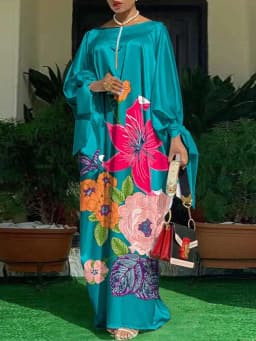 2023 Women VONDA Summer Party Dress Vintage Floral Printed Casual Loose Bohemian Beach Sundress Long Sleeve Satin Maxi Vestidos