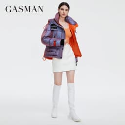 GASMAN 2023 Winter down jacket collection Fashion Solid Stand-up collar Women Coat Elegance Hooded Women's jackets 81702