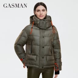 GASMAN 2023 Winter down jacket collection Fashion Solid Stand-up collar Women Coat Elegance Hooded Women's jackets 81702