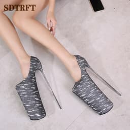 SDTRFT Catwalk Shows Pumps Gold Red Shoes Woman 20cm 22cm 30cm Metal Thin Heels Bridal Zapatos Mujer Party Dance Girl's Stiletto
