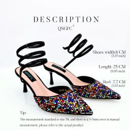 QSGFC Fashionable Girly Style Shoes And Bag Full Diamond Women's Pointed Toe High Heels African Popular Wedding Shoes and Bag