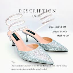 QSGFC Fashionable Girly Style Shoes And Bag Full Diamond Women's Pointed Toe High Heels African Popular Wedding Shoes and Bag