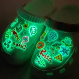 1PCS Luminous Shoe Charms Set for Clog Sandals Decoration DIY Shoe Charm Pins for Men Women Kids Letters Rainbow Food