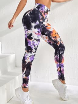Fashionable Sexy High Waist Sports Leggings Printed Gym Tights Woman Running Pants Booty Lifting Leggings Tie Dye Push Up Leggi