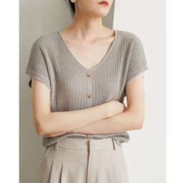 Senior sense of temperament V-neck ice silk knitwear women's summer casual loose short sleeve mulberry silk T-shirt slimming top