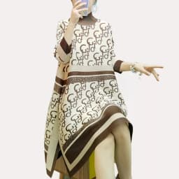 Miyake Fold Pleated Mid-length Dress Pleated Dress Atmospheric Printing Many Spot Goods Can Be Quickly Shi Autumn and Winter2022