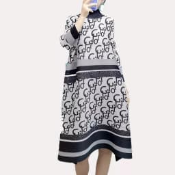 Miyake Fold Pleated Mid-length Dress Pleated Dress Atmospheric Printing Many Spot Goods Can Be Quickly Shi Autumn and Winter2022