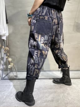 Amax luluE Design 2025 Letter Printed Loose Jeans 2025 Women Harajuku Elastic Hip Hop Denim Trousers Ladies Casual Harem Pants