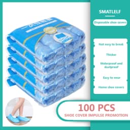 Portable Waterproof Boot Covers Plastic Non-slip Wear Disposable Shoe Covers Overshoes Rain Shoe Covers Mud-proof 1Pack/100 Pcs