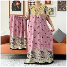 2 Pieces African Dashiki Floral Printing Loose Cotton Caftan Lady Summer Maxi Casual Dresses With Scarf Vestidos Short Sleeve