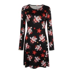 Christmas Mini Dresses For Women Fashion Christmas Trees Print Long Sleeve Loose Dress 2022 New Year Autumn Ladies Party Dress