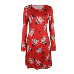 Christmas Mini Dresses For Women Fashion Christmas Trees Print Long Sleeve Loose Dress 2022 New Year Autumn Ladies Party Dress