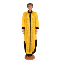 Turkey Stoned Pearled Maxi Shirt Dress African mom dress stretch fashion Embroidered Flares