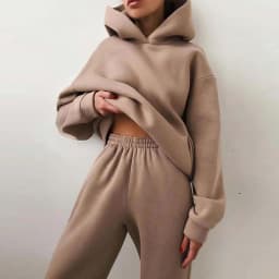Autumn Women's Tracksuit Two Piece Sets Casual Solid Long Sleeve Hooded Sports Suit Warm Hoodie Sweatshirts Long Pant