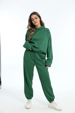 Autumn Women's Tracksuit Two Piece Sets Casual Solid Long Sleeve Hooded Sports Suit Warm Hoodie Sweatshirts Long Pant