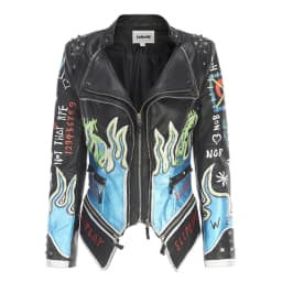 New Stylish Vintage Letter Irregular Hand-Painting Women Steampunk Studs Jacket Lapel Collar Fashion Slim Elegant Lady Coat