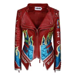 New Stylish Vintage Letter Irregular Hand-Painting Women Steampunk Studs Jacket Lapel Collar Fashion Slim Elegant Lady Coat