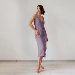 Summer 100% Cotton Muslin Women'S Dress V-Neck Tie-Up Sexy Sleeveless Bandage Long Maxi Dresses Party Holiday Vestido
