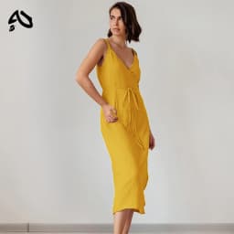 Original 100% Cotton Dresses For Women 2024 Sexy V-Neck Adkustable Strap Patchwork Bandage Chic And Elegant Woman Summer Dress