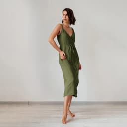 Original 100% Cotton Dresses For Women 2024 Sexy V-Neck Adkustable Strap Patchwork Bandage Chic And Elegant Woman Summer Dress