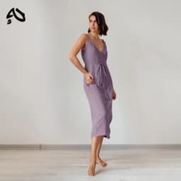 Original 100% Cotton Dresses For Women 2024 Sexy V-Neck Adkustable Strap Patchwork Bandage Chic And Elegant Woman Summer Dress