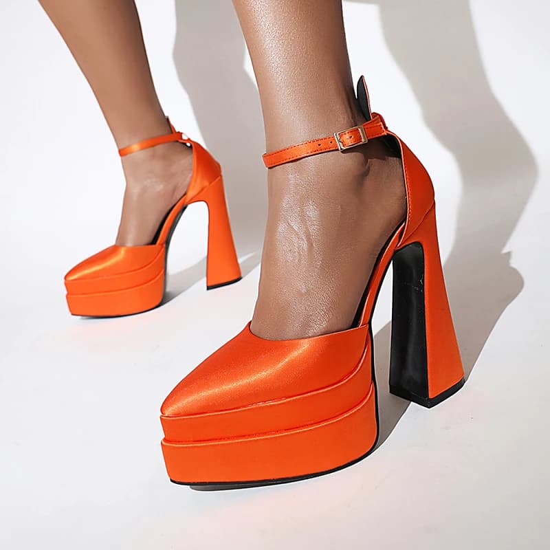 High Double Layer Waterproof Platform Pointed Toe Side Hollow Out Ultra High Chunky Heel Catwalk Sandals Sexy Women's Sandals