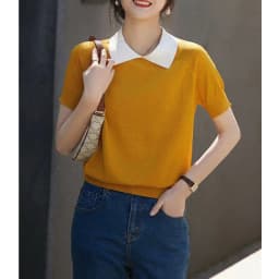 Summer all-match bright collar ice silk knit short sleeve cotton thread half sleeve thin loose T shirt for women slim top