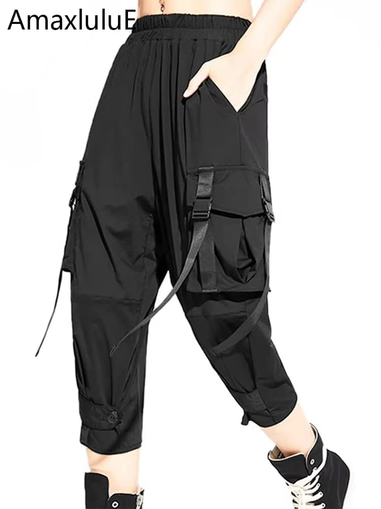 Amax luluE European 2024 Summer Fashion Womens Punk Casual Trousers Ladies Fitness Loose Harem Pants Females Hip Hop Pantalons