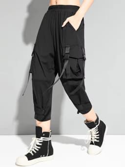 Amax luluE European 2024 Summer Fashion Womens Punk Casual Trousers Ladies Fitness Loose Harem Pants Females Hip Hop Pantalons