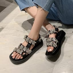 2026 Crystal Summer Sandals For Women Open Toe Fashion Women Shoes Special Design 3.5 CM TPR Bottom