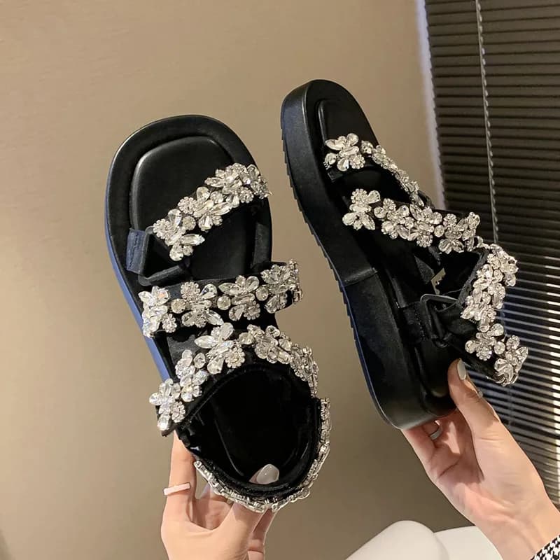 2026 Crystal Summer Sandals For Women Open Toe Fashion Women Shoes Special Design 3.5 CM TPR Bottom