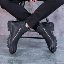 British fashion mens boots handsome cowboy boot autumn winter genuine leather platform boot street style ankle botas masculinas