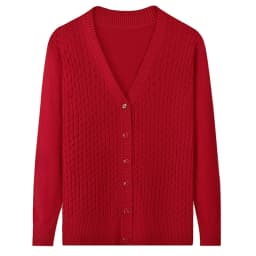 UHYTGF Elegant Mother Spring Autumn Sweater Jacket Single-Breasted Knitted Cardigan For Women Fashion V-Neck Loose Size Coat1447