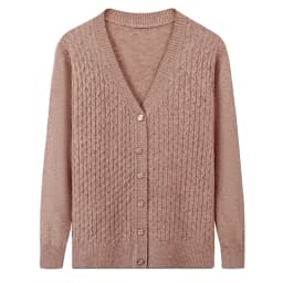 UHYTGF Elegant Mother Spring Autumn Sweater Jacket Single-Breasted Knitted Cardigan For Women Fashion V-Neck Loose Size Coat1447